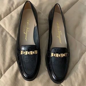 Salvatore Ferragamo, loafers size 6.5M crocodile prints, leather , pristine